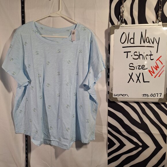 Old Navy Tops - NWT Old Navy Shirt Light Blue w/ Peace Signs XXL